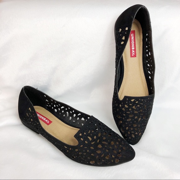 OkUnionbay Laser Cut Black Flats - Picture 2 of 8